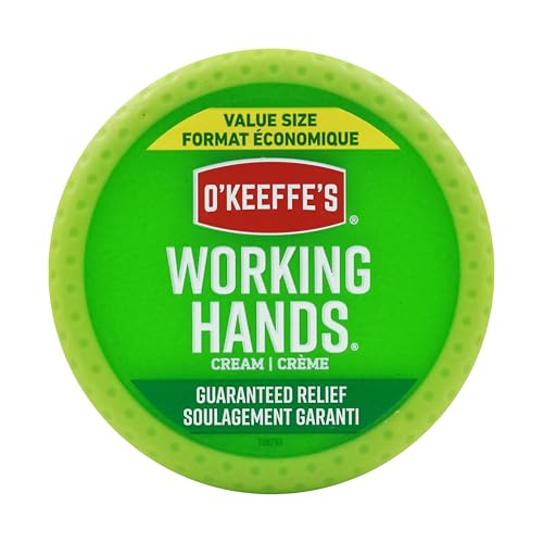 O'Keeffe's Working Hands Hand Cream texture closeup, creamy and fast-absorbing moisture.