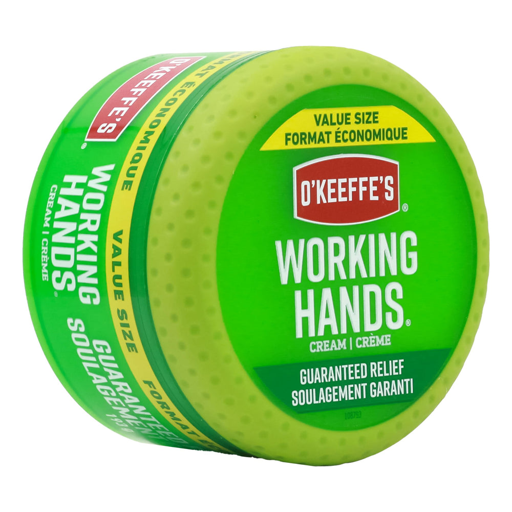 O'Keeffe's Working Hands Hand Cream tube closeup, rich formula for dry skin relief.