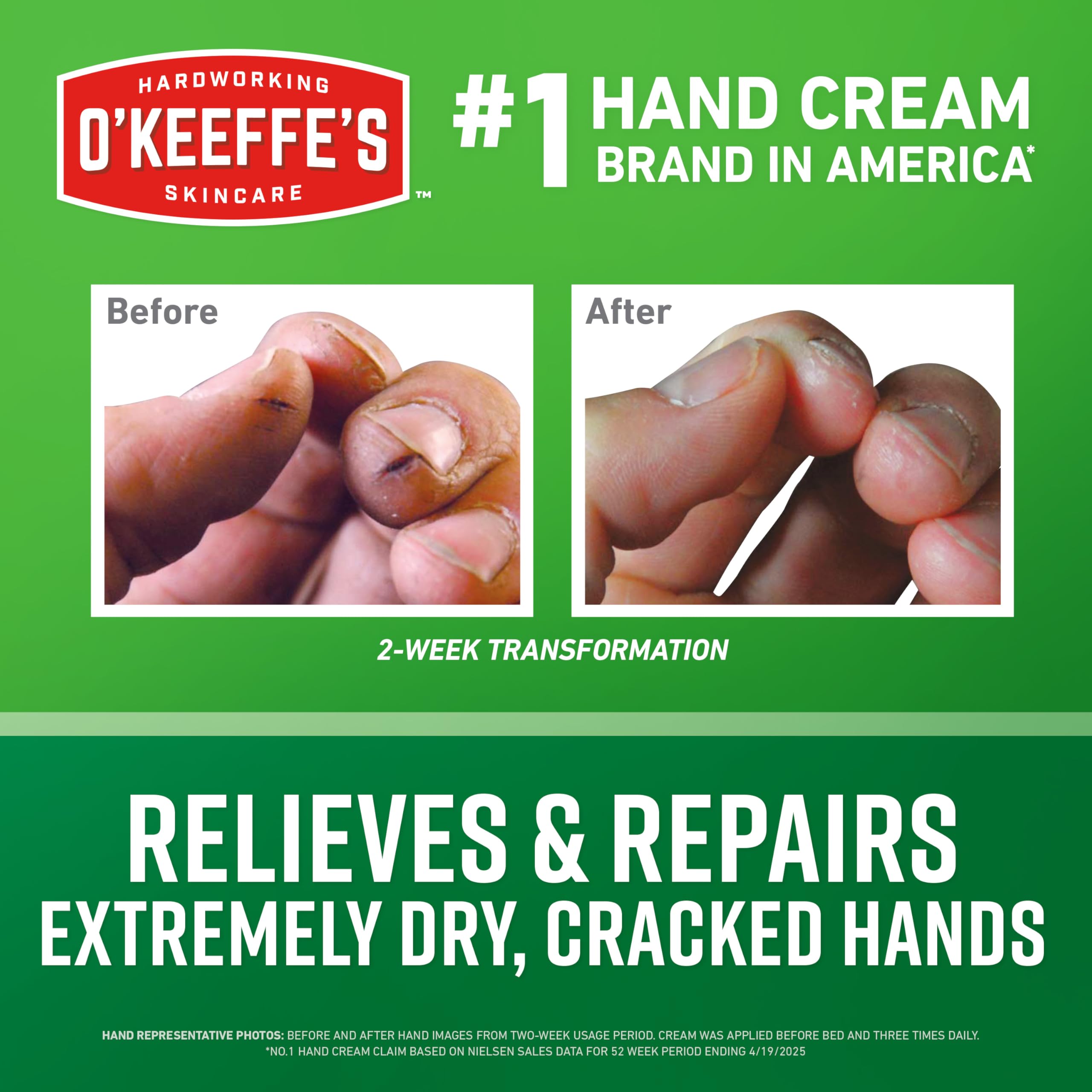 O'Keeffe's Working Hands unscented cream closeup showing rich texture for repair.