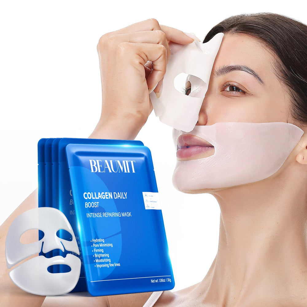 Okela 7-pack collagen mask pack offers spa-like hydration for refreshed skin.