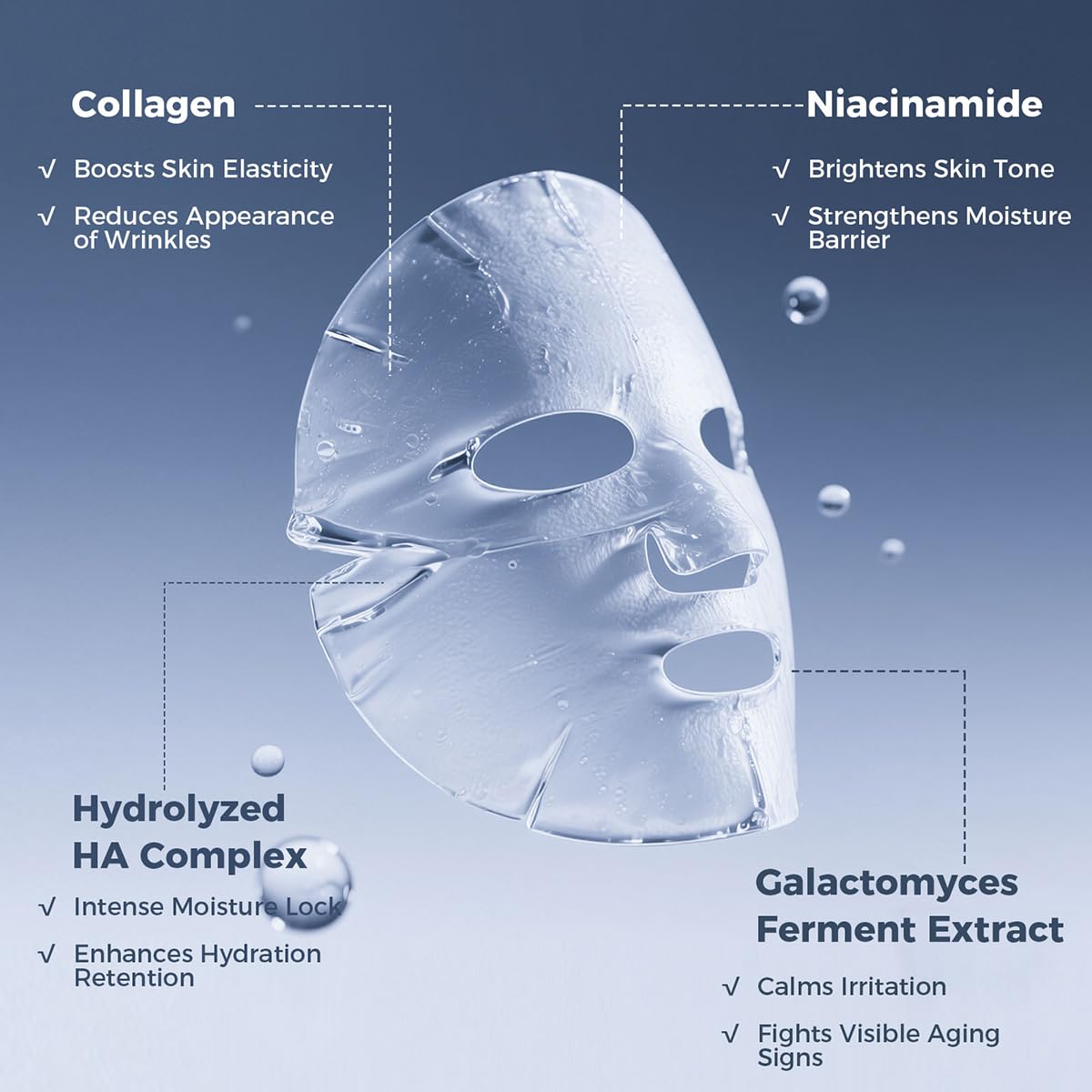 Okela collagen elasticity visual demonstrates firmer-looking skin.
