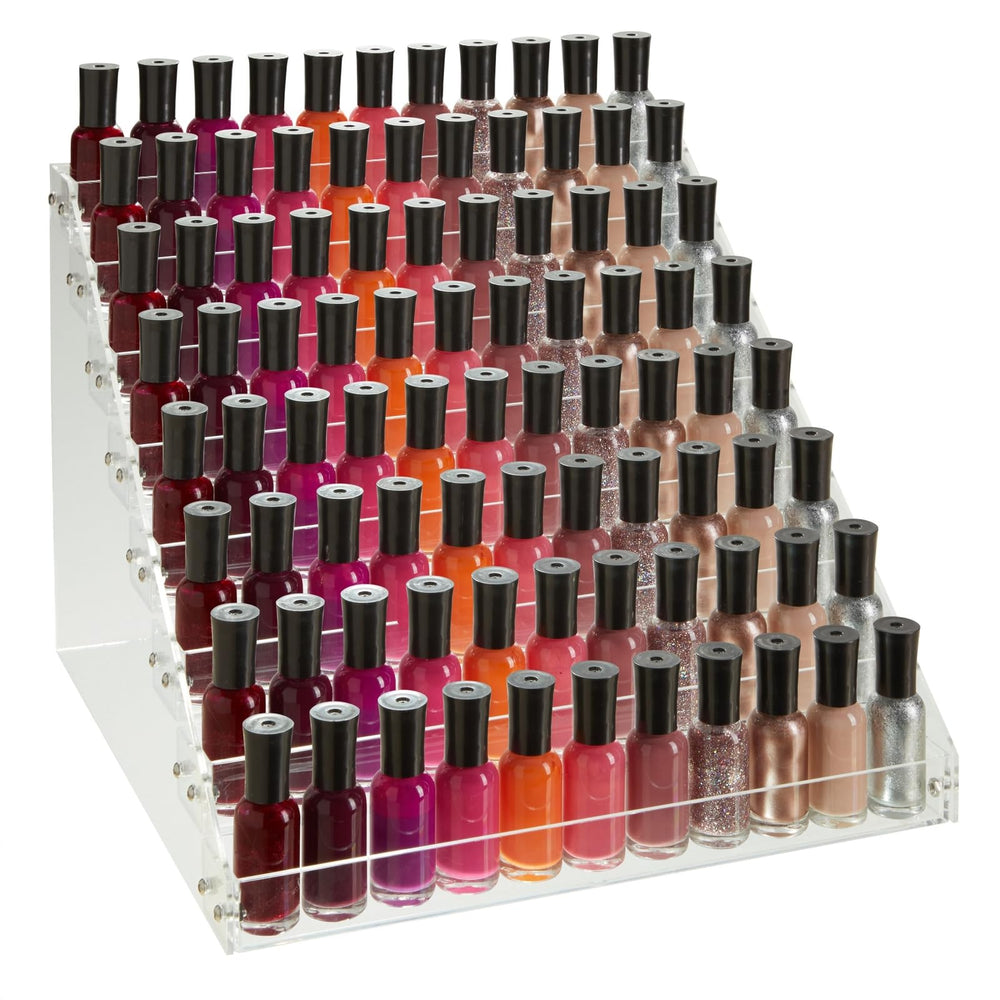 Okuna Outpost 8-Tier Acrylic Nail Polish Rack front view for easy shade access