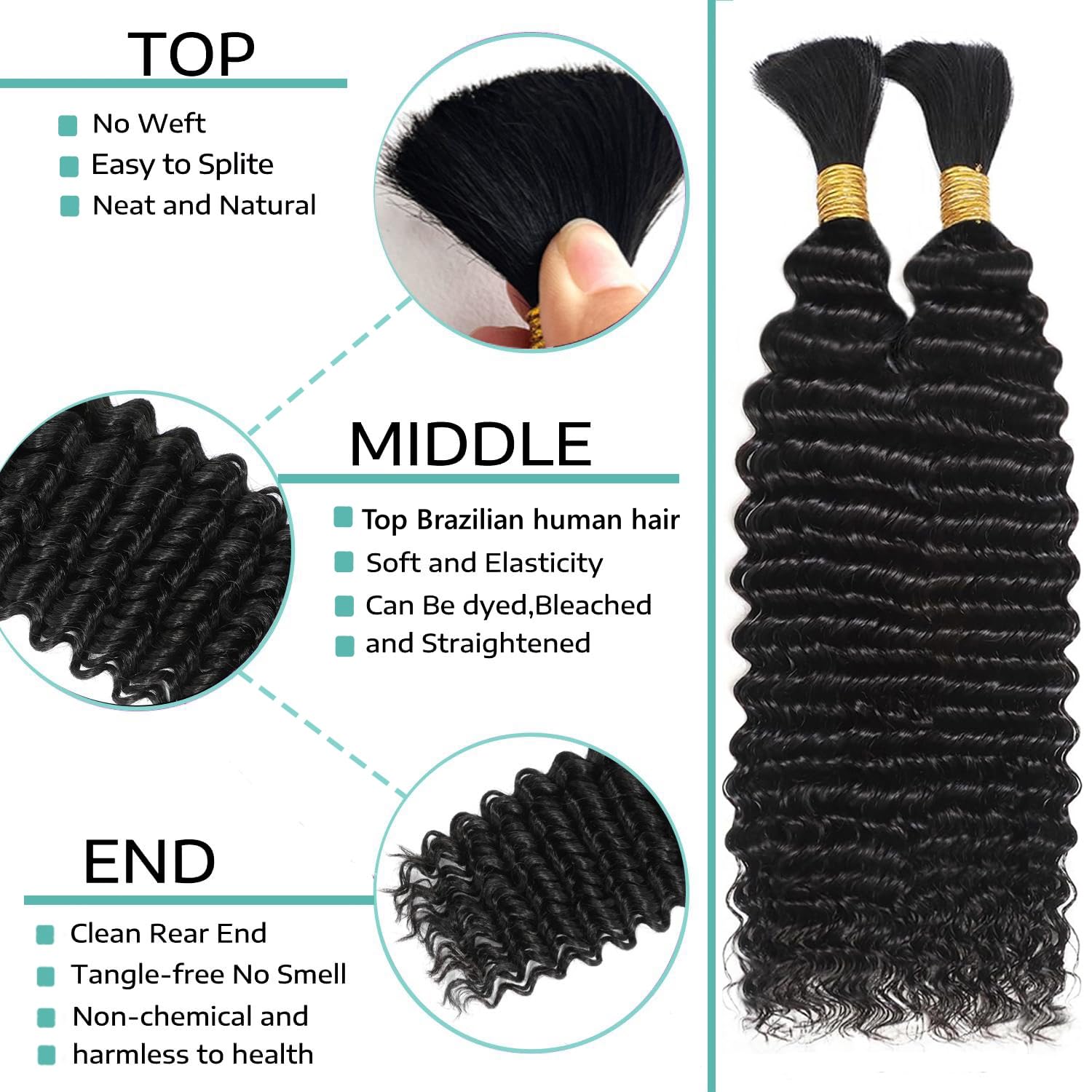 OKVOKV curly deep-wave hair provides bouncy, glossy texture for full-bodied boho braids.