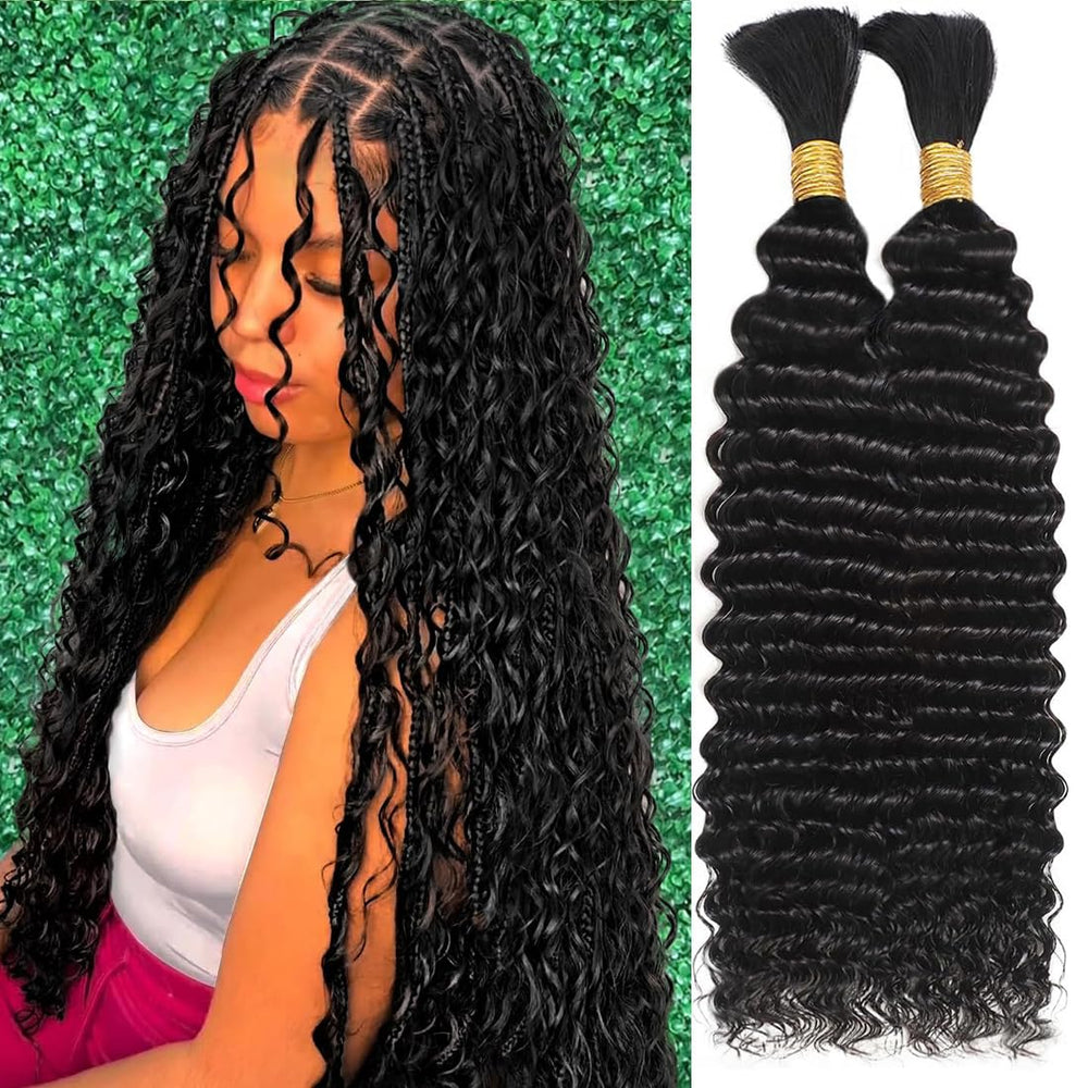 OKVOKV deep water wave bulk hair 16inch for voluminous boho braids