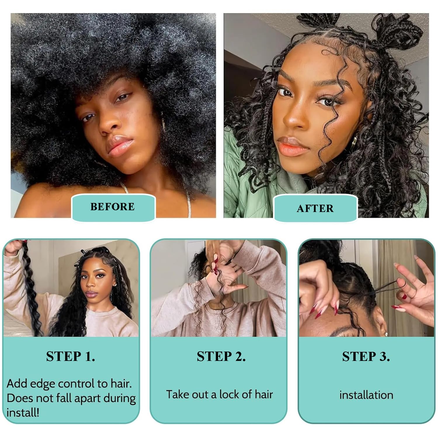 OKVOKV knotless braids with wave hair enables sleek braided looks