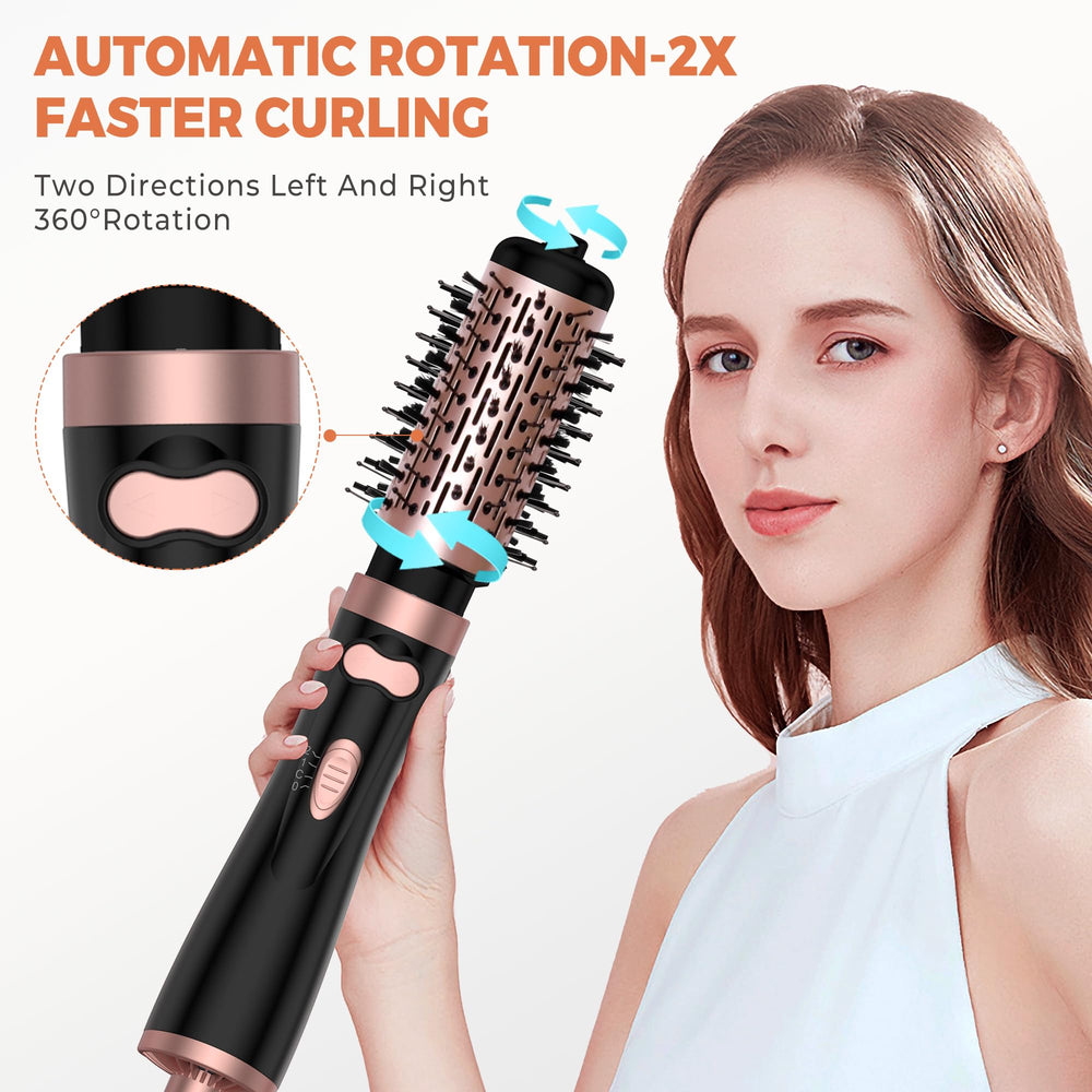 OKWRAP 3-in-1 rotating brush with 2-inch attachment for sleek straight styles