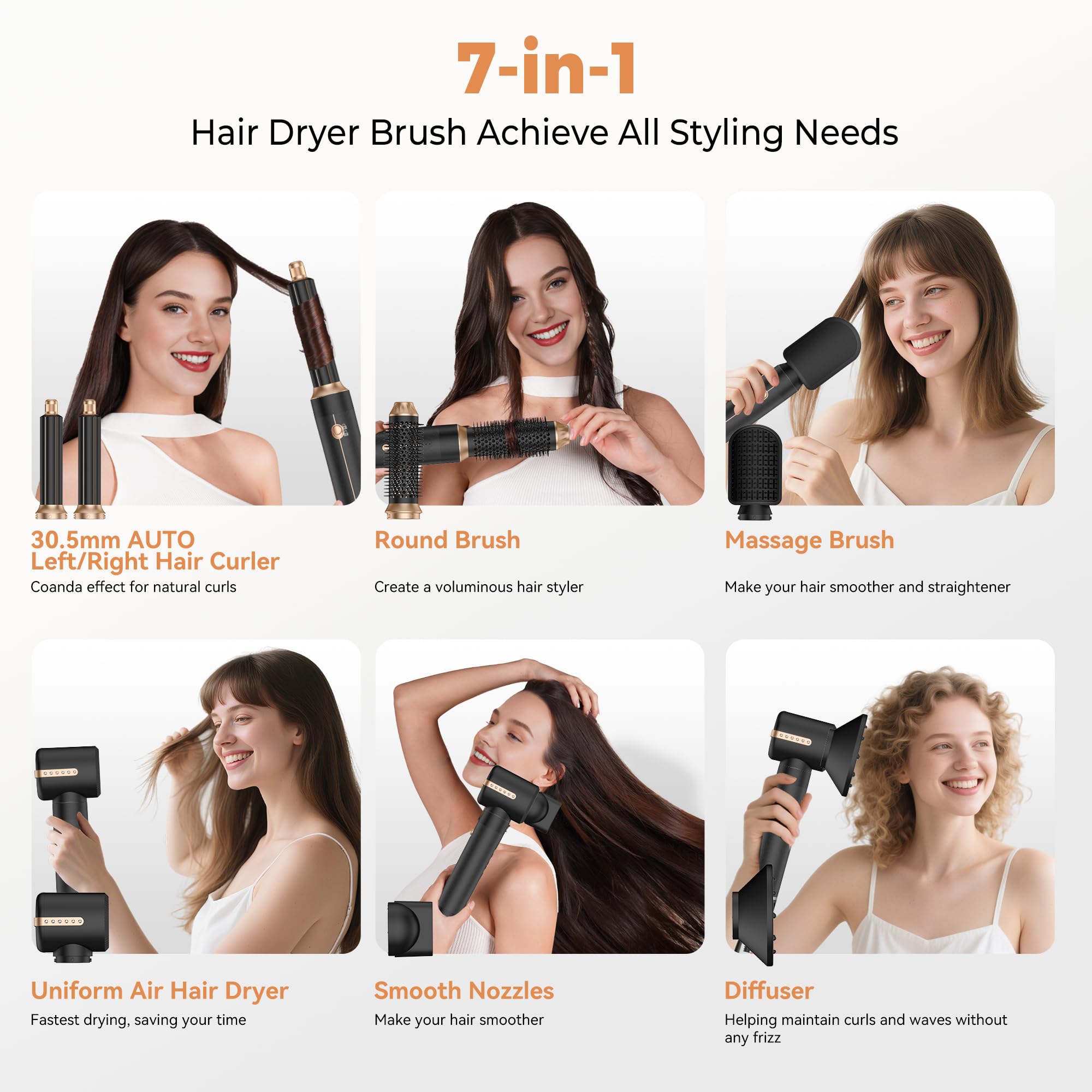 OKWRAP air-curler attachments shown for versatile curling options