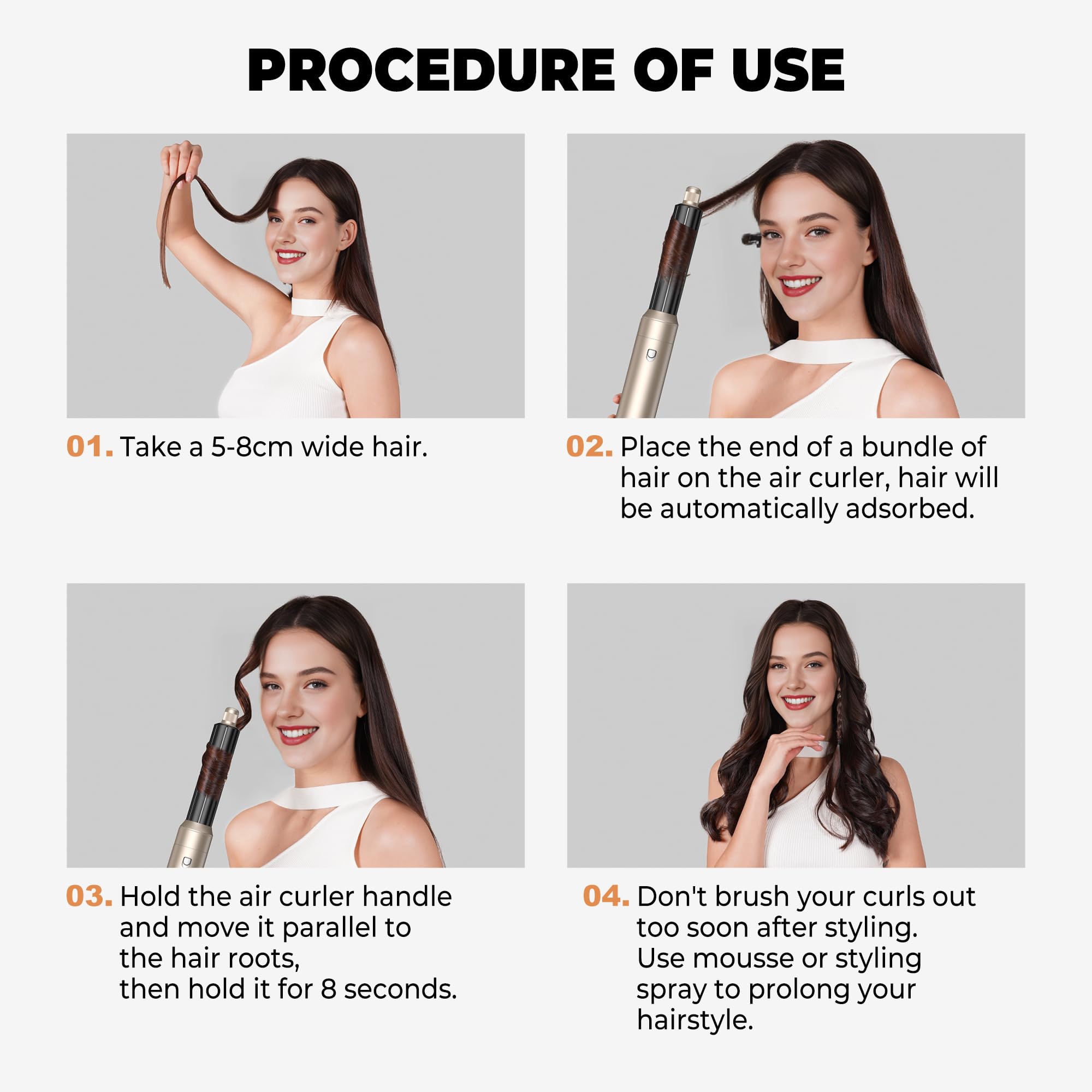 OKWRAP auto-wrap air curler 1.25-inch demonstrates effortless curling with Coanda airflow.