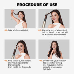 OKWRAP auto-wrap air curler 1.25-inch demonstrates effortless curling with Coanda airflow.
