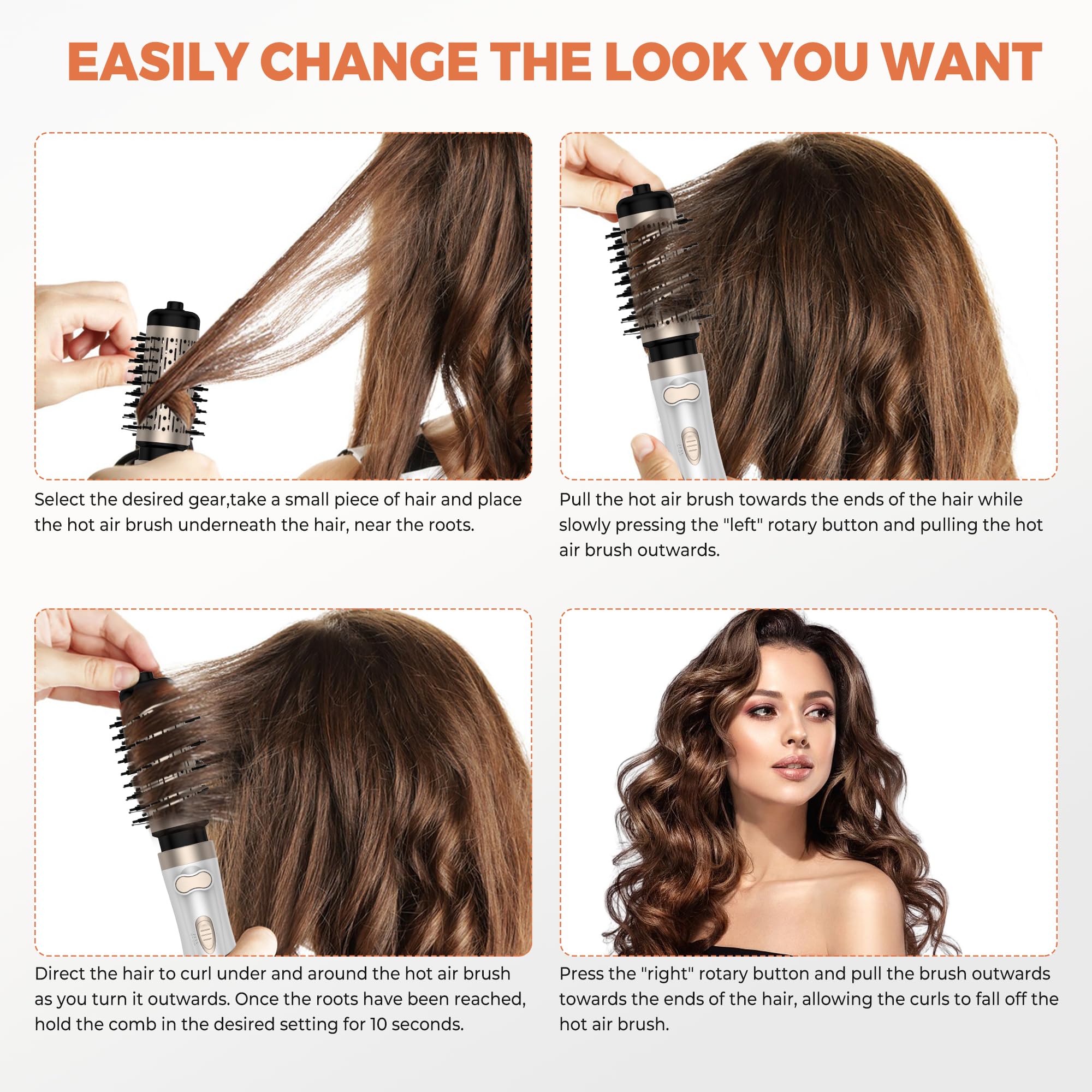 OKWRAP rotating brush 2-inch attachment smooths hair for silky straight finish