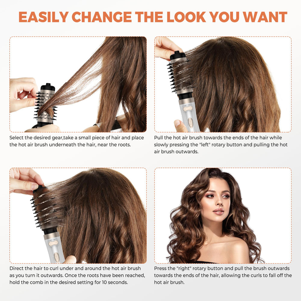 OKWRAP rotating brush 2-inch attachment smooths hair for silky straight finish