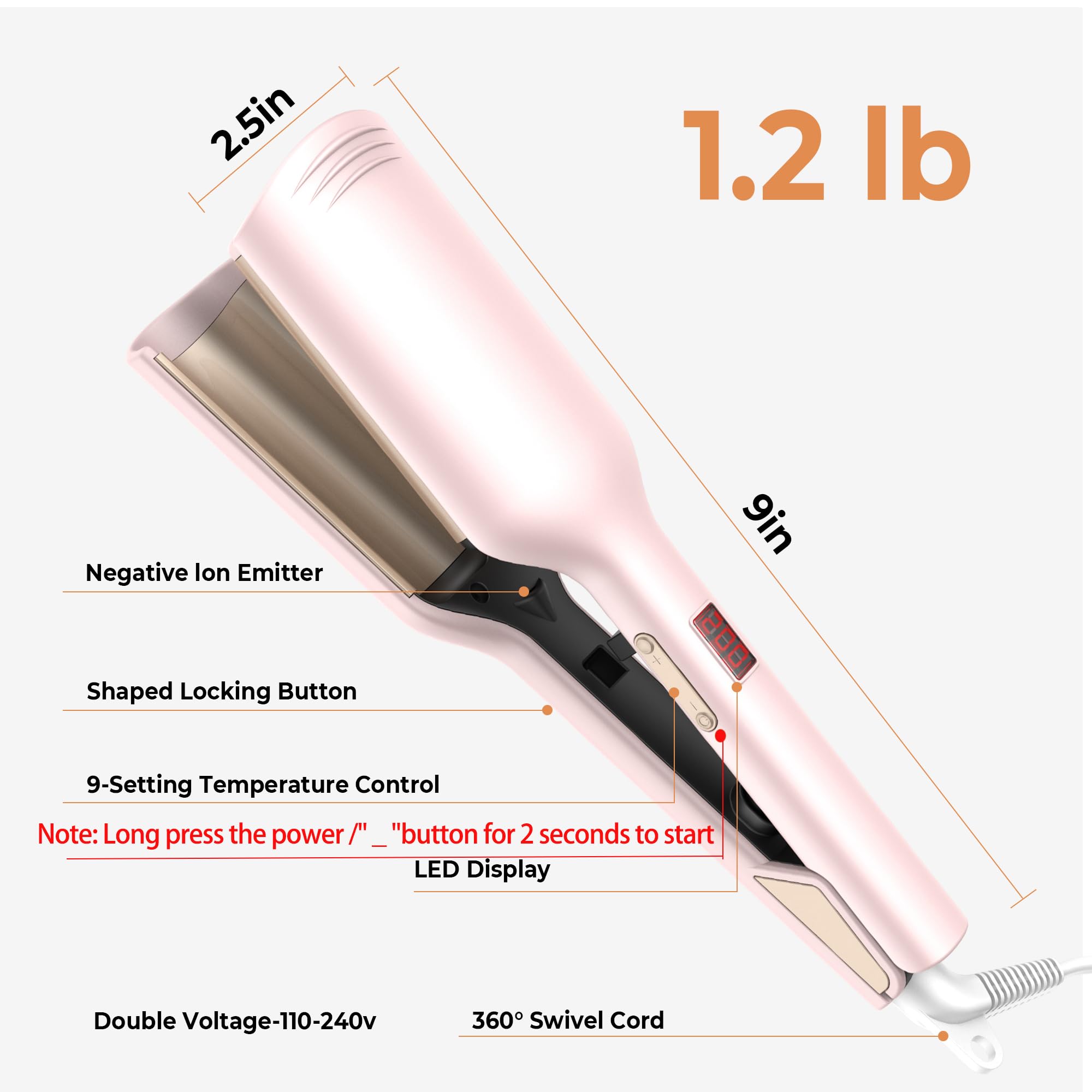 OKWRAP Waver pink anti-scald design protects hands during styling