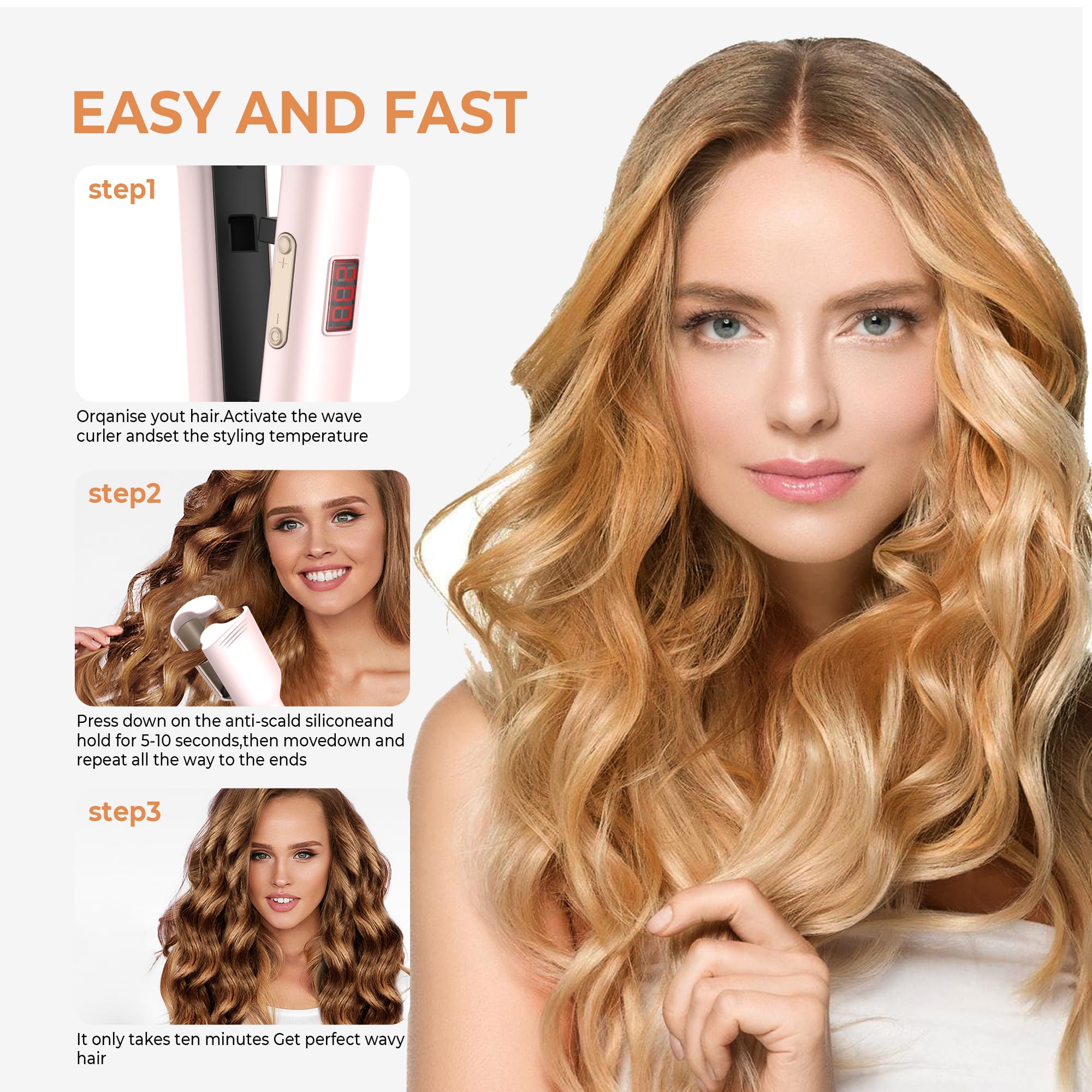 OKWRAP Waver pink auto shut-off for safe styling sessions
