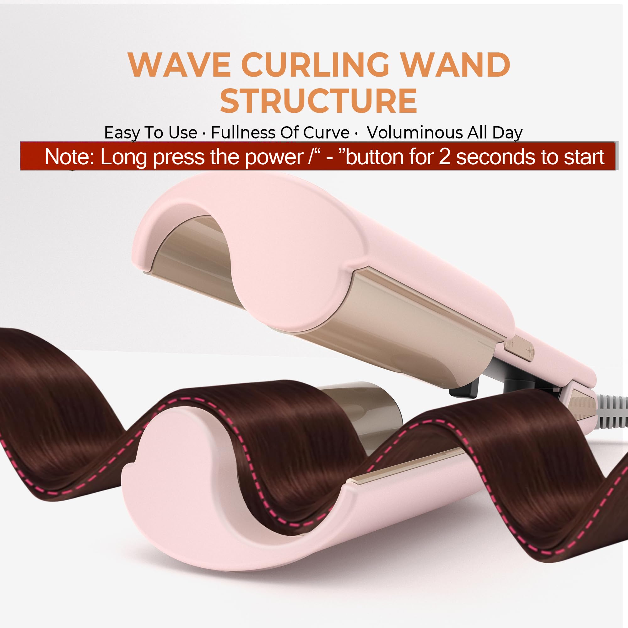 OKWRAP Waver Pink ceramic-coated wand for smooth, frizz-free texture