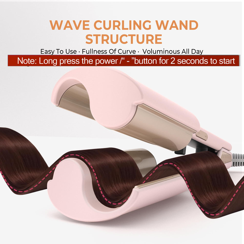 OKWRAP Waver Pink ceramic-coated wand for smooth, frizz-free texture
