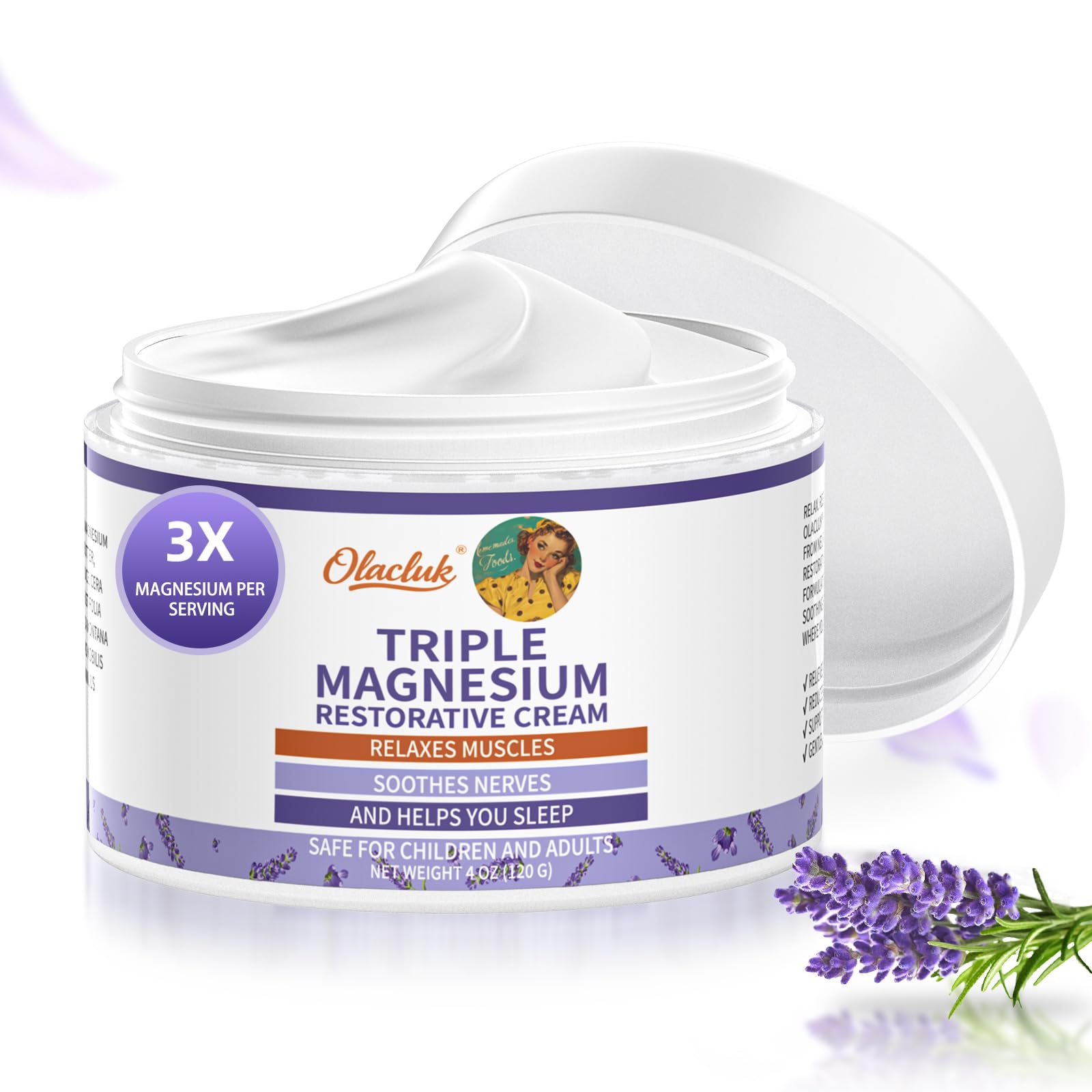 OLACLUK magnesium lotion sleep bottle supports calm nights with lavender aromatherapy.