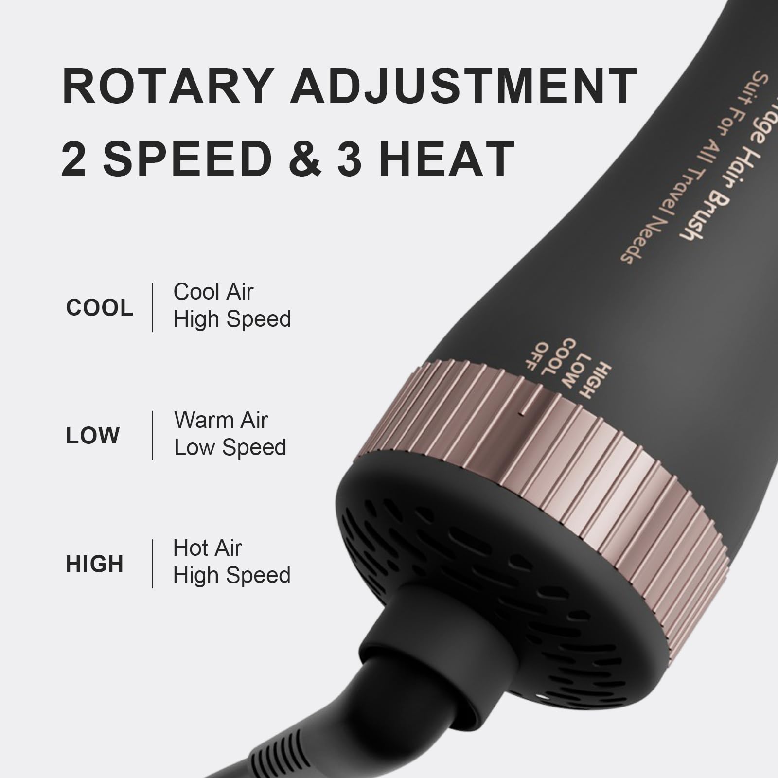 Olaermoso travel-sized dryer brush fits in luggage for on-the-go styling