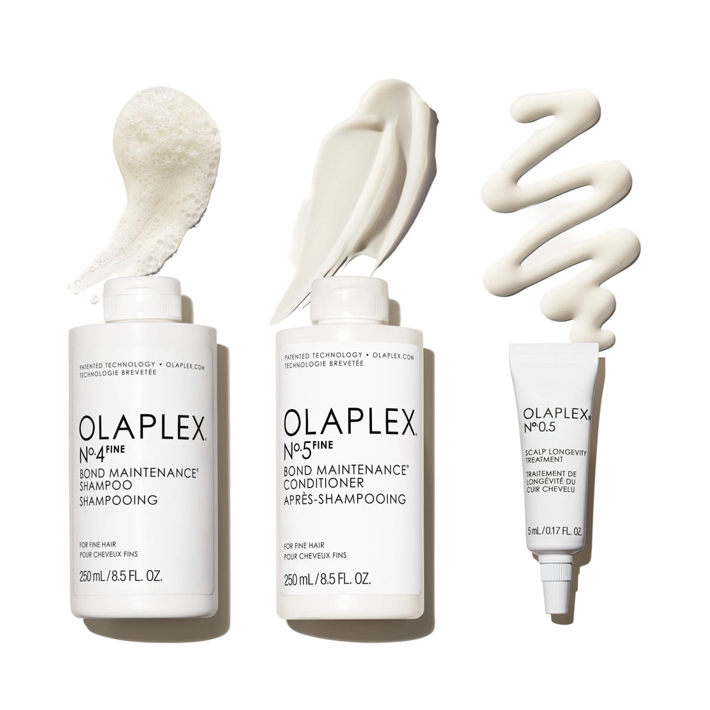 Olaplex Nº.4FINE shampoo bottle shows weightless cleansing for fine hair.