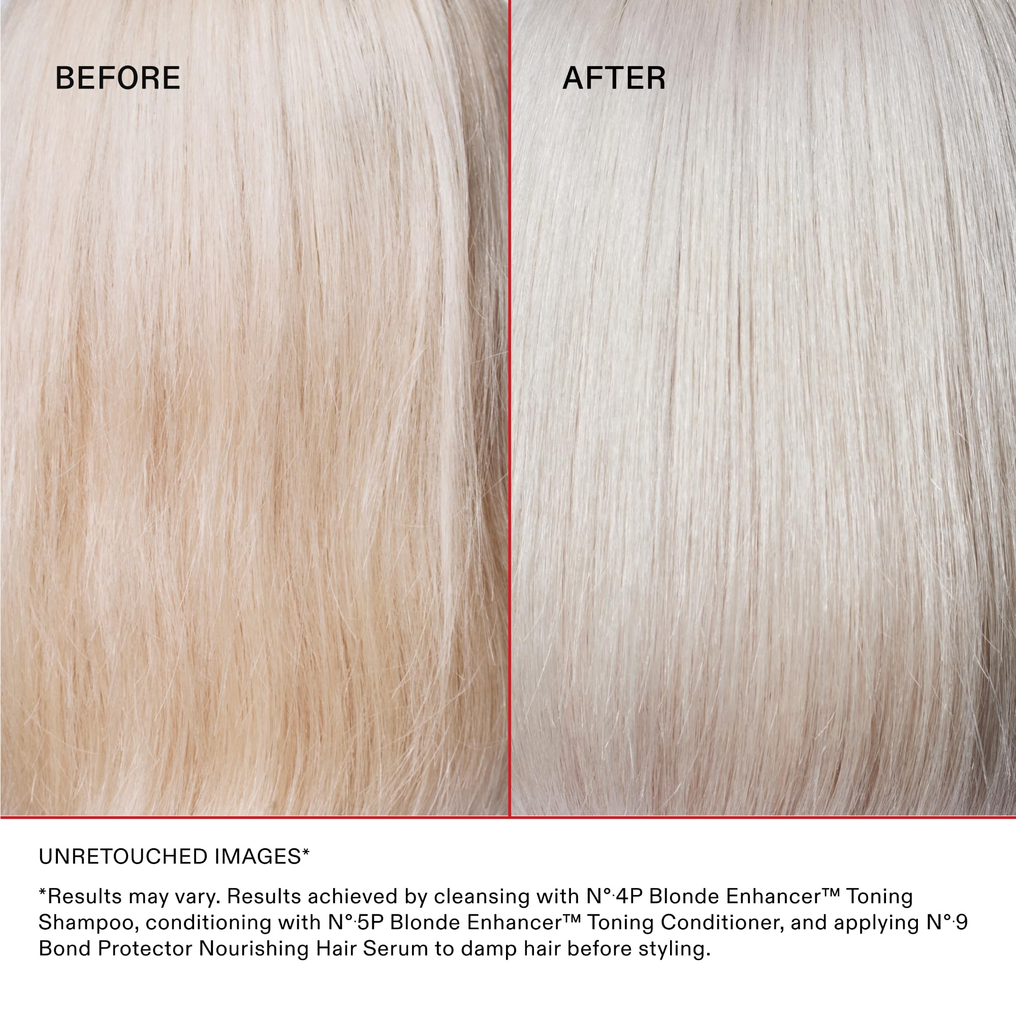 Olaplex N°5P gray hair tone neutralization action supports brighter blondes.