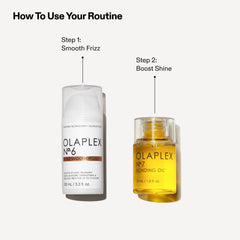 Olaplex No.6 Bond Smoother tube illustrating frizz control and definition.