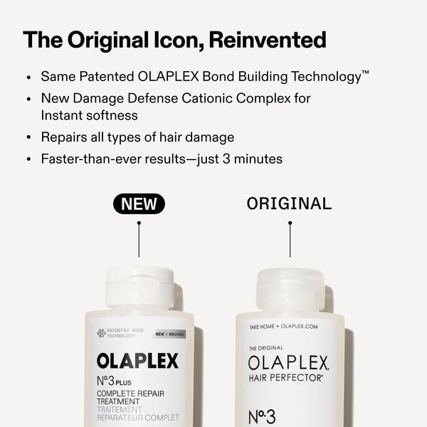 Olaplex N°3PLUS hair strands close-up showing bond repair action