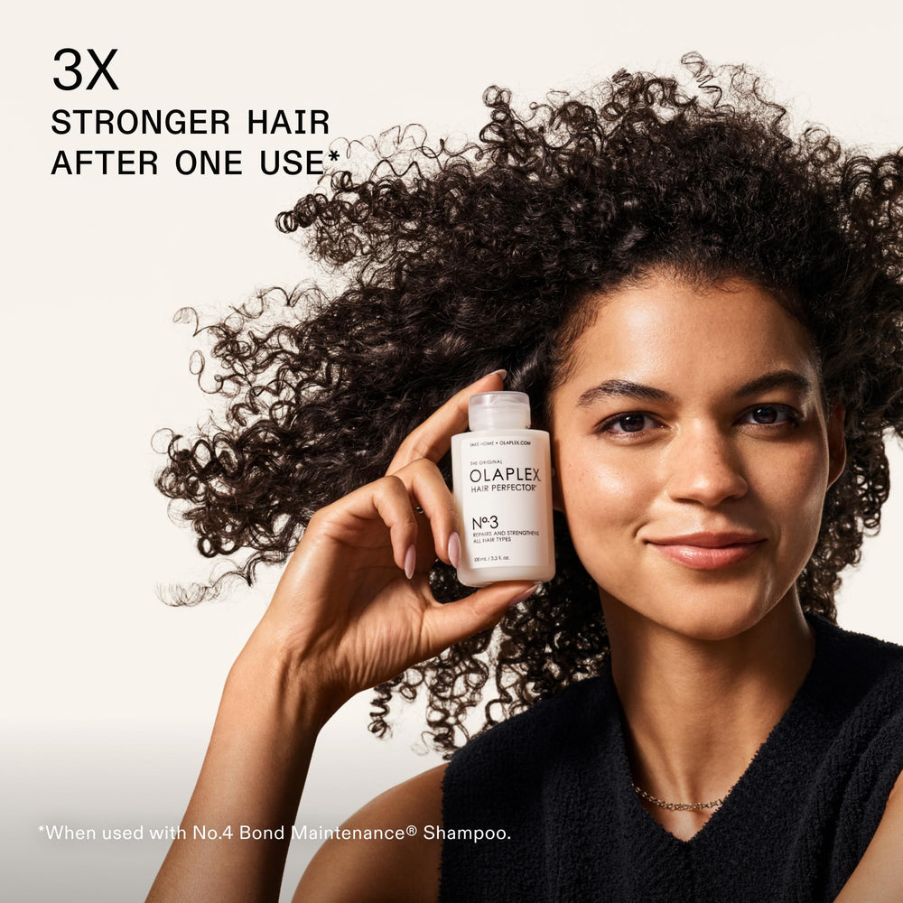 Olaplex No. 3 application scene showing at-home bond rebuilding steps