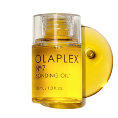 Olaplex No.7 Bonding Oil bottle with pump for easy application and shine.