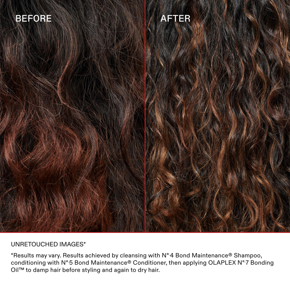 Olaplex No.7 Bonding Oil enhances color vibrancy for treated hair.