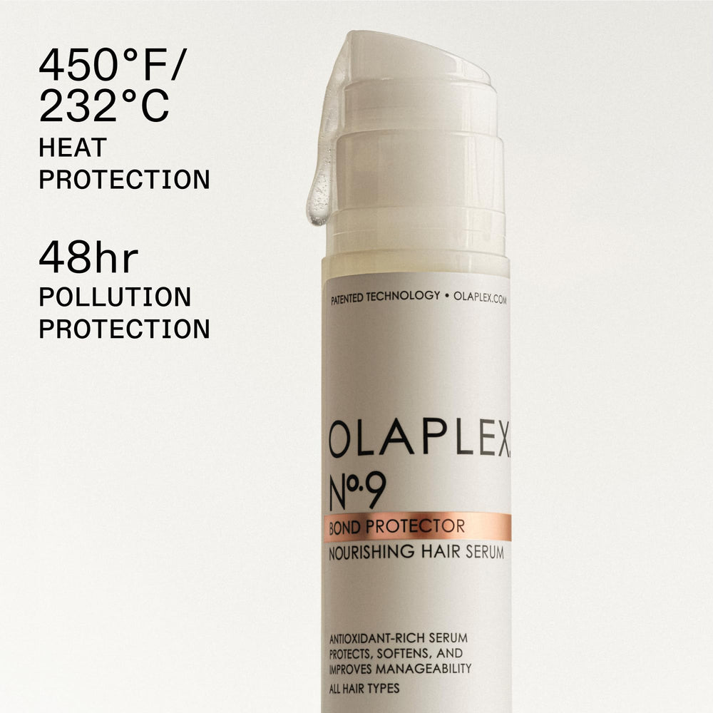 Olaplex No. 9 close-up texture shows lightweight anti-tangle serum.