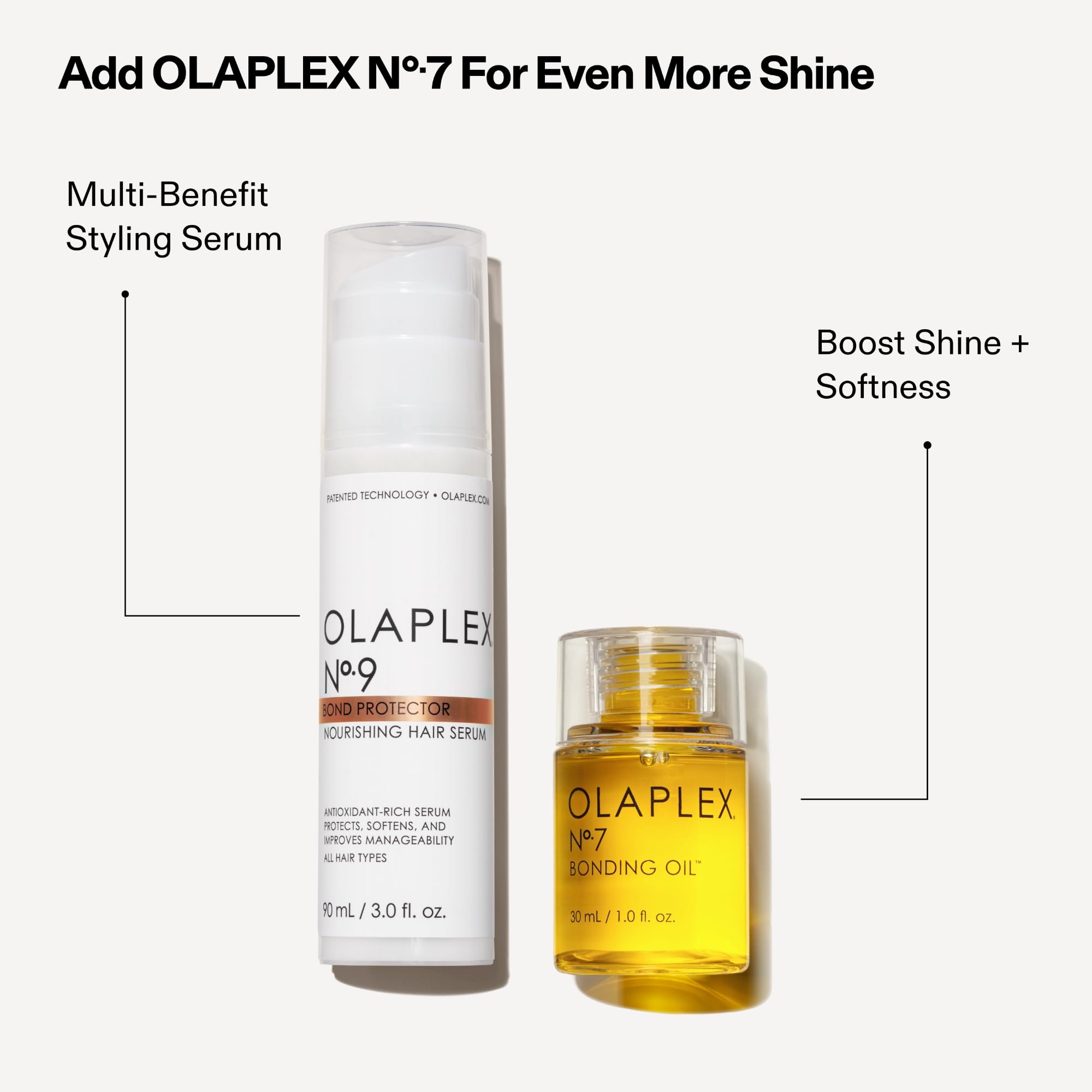 Olaplex No. 9 bottle beside window highlighting pollution protection.