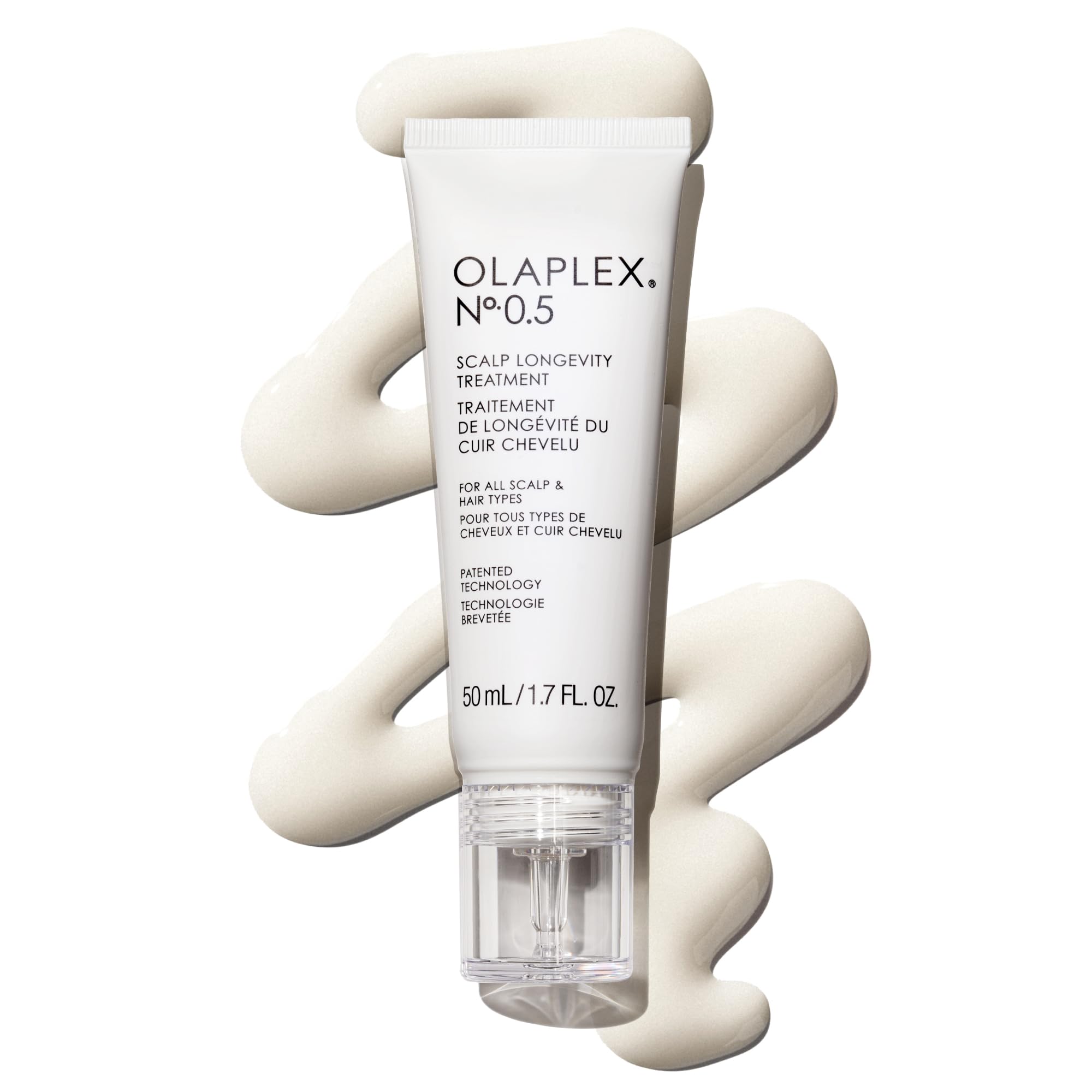 Olaplex No. 0.5 bottle pour for targeted scalp hydration.