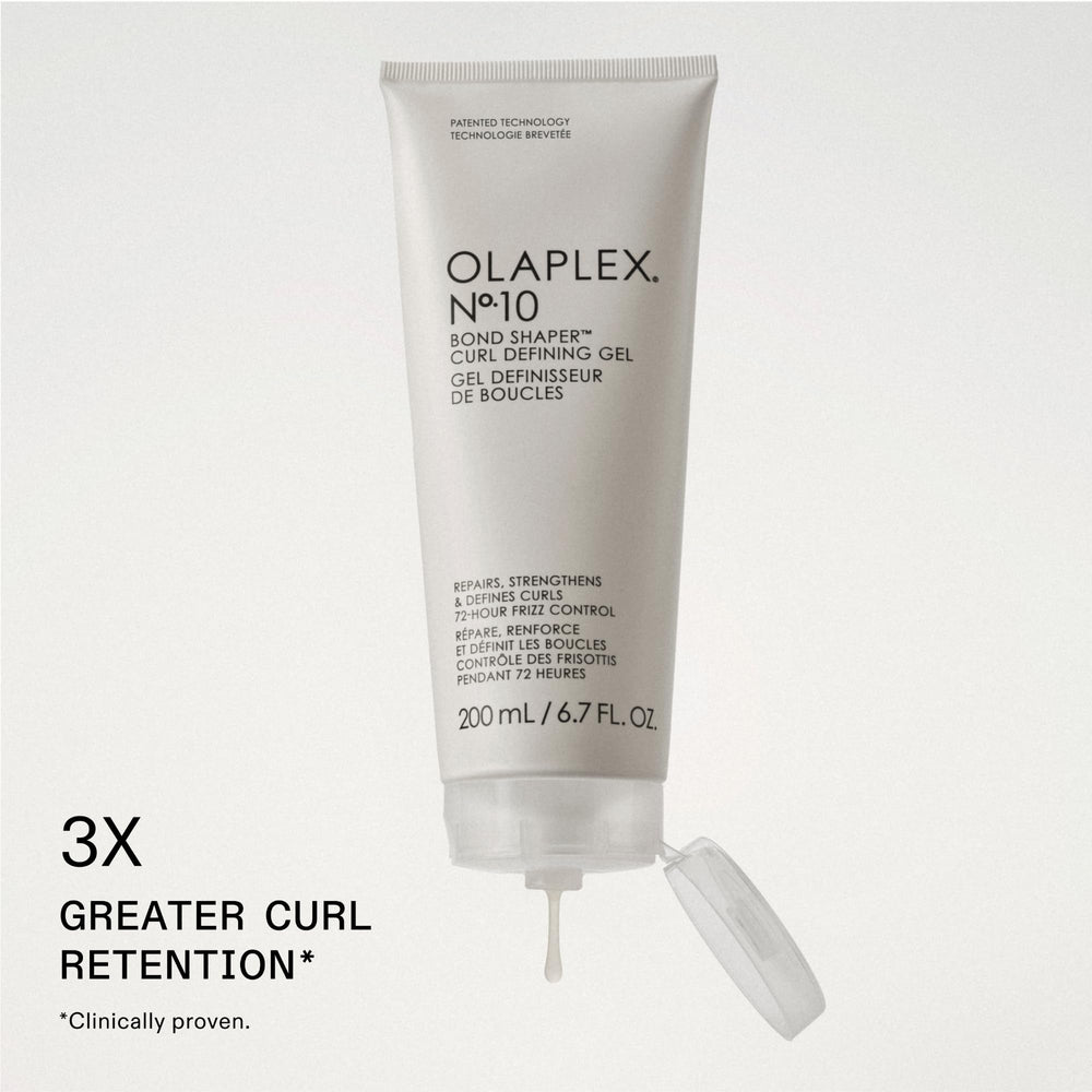 Olaplex No.10 curl-definition application shows flexible hold and detangling in action.