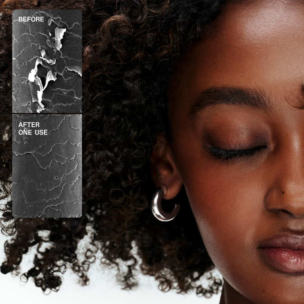 Olaplex No.3Plus closeup bonds graphic conveys 360° repair.