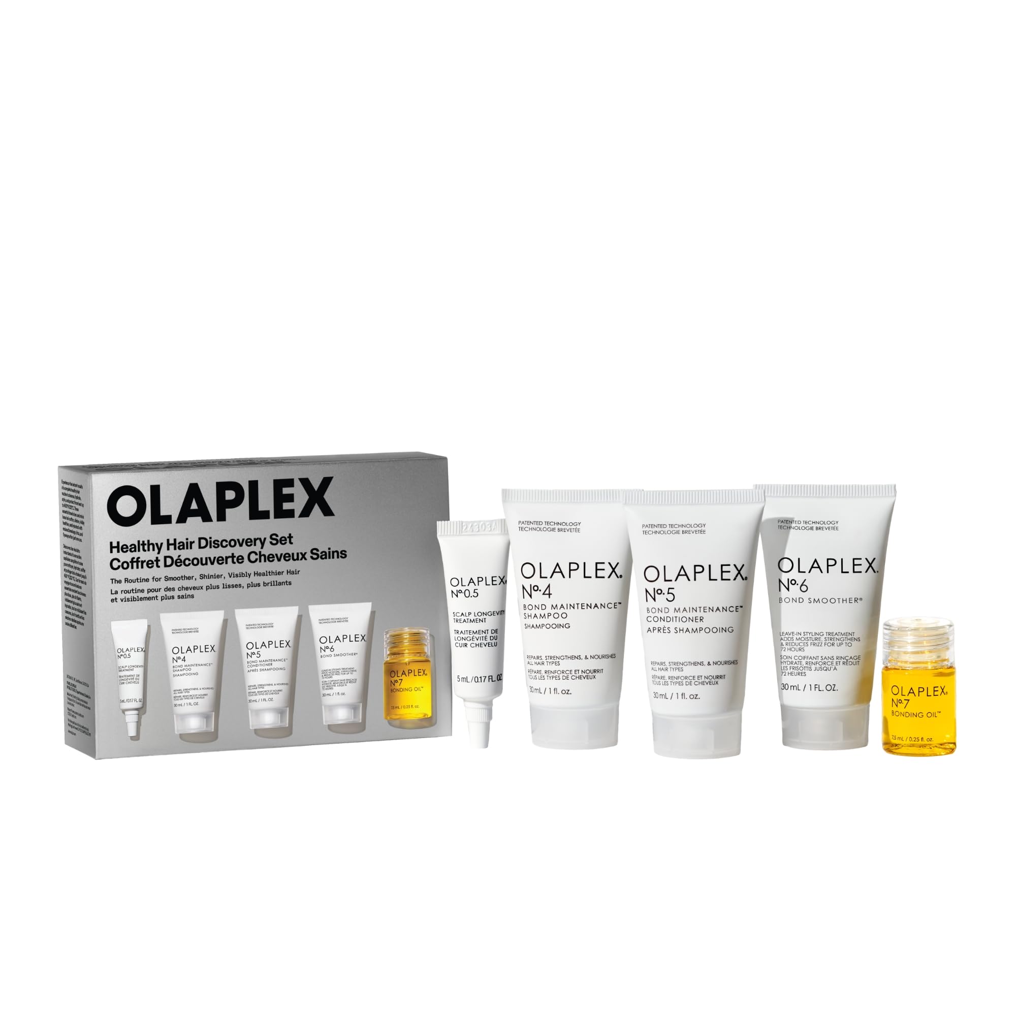 Olaplex No.4 Bond Maintenance Shampoo bottle showing cleansing and breakage-reduction benefits