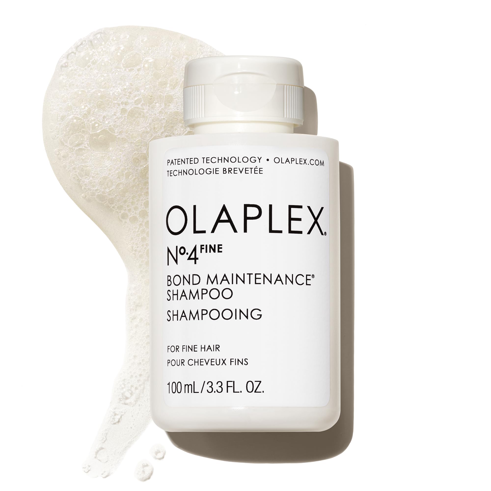 Olaplex No.4 Fine bottle stand shows lightweight cleansing for fine hair