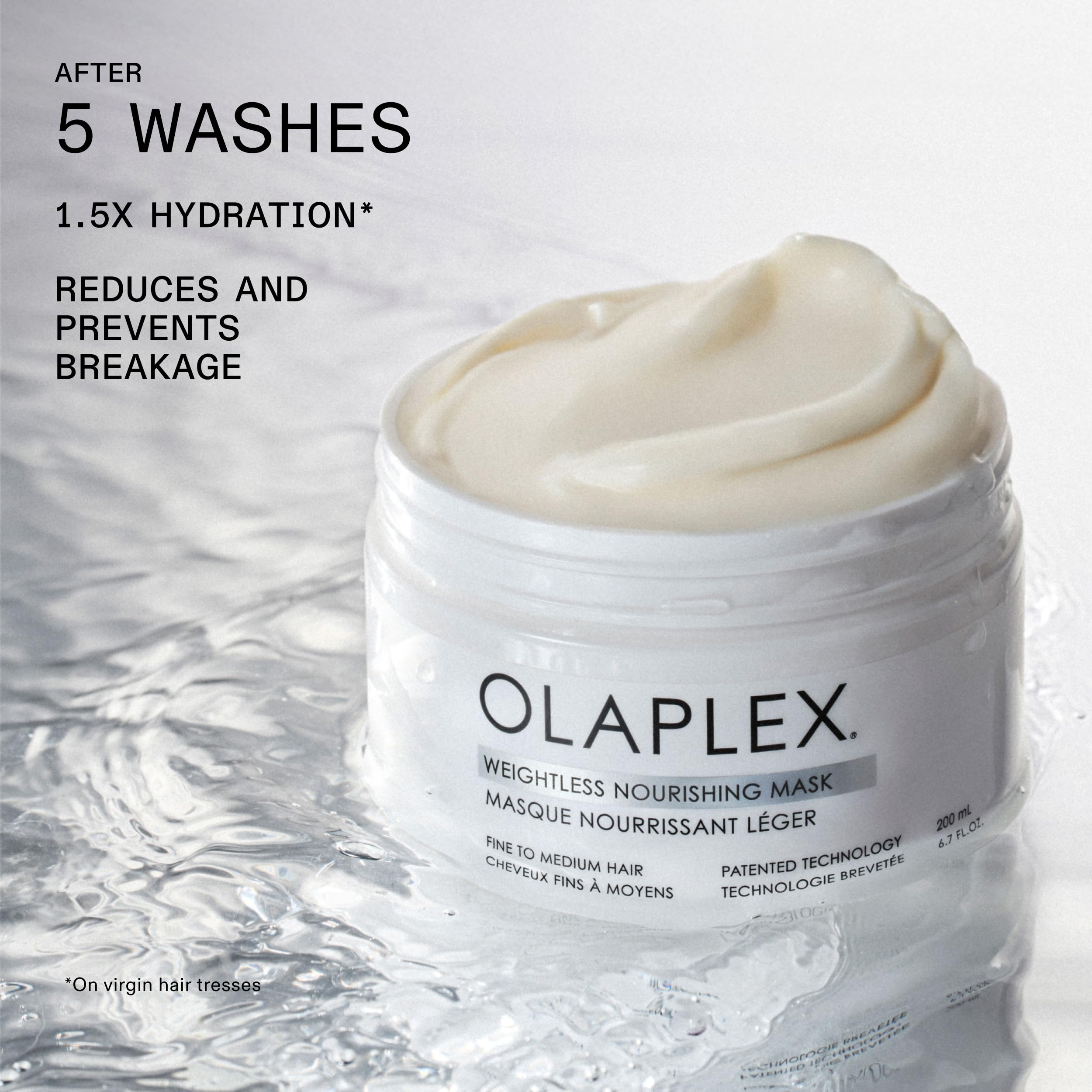 Olaplex Weightless Nourishing Mask close-up reveals glossy, shiny hair