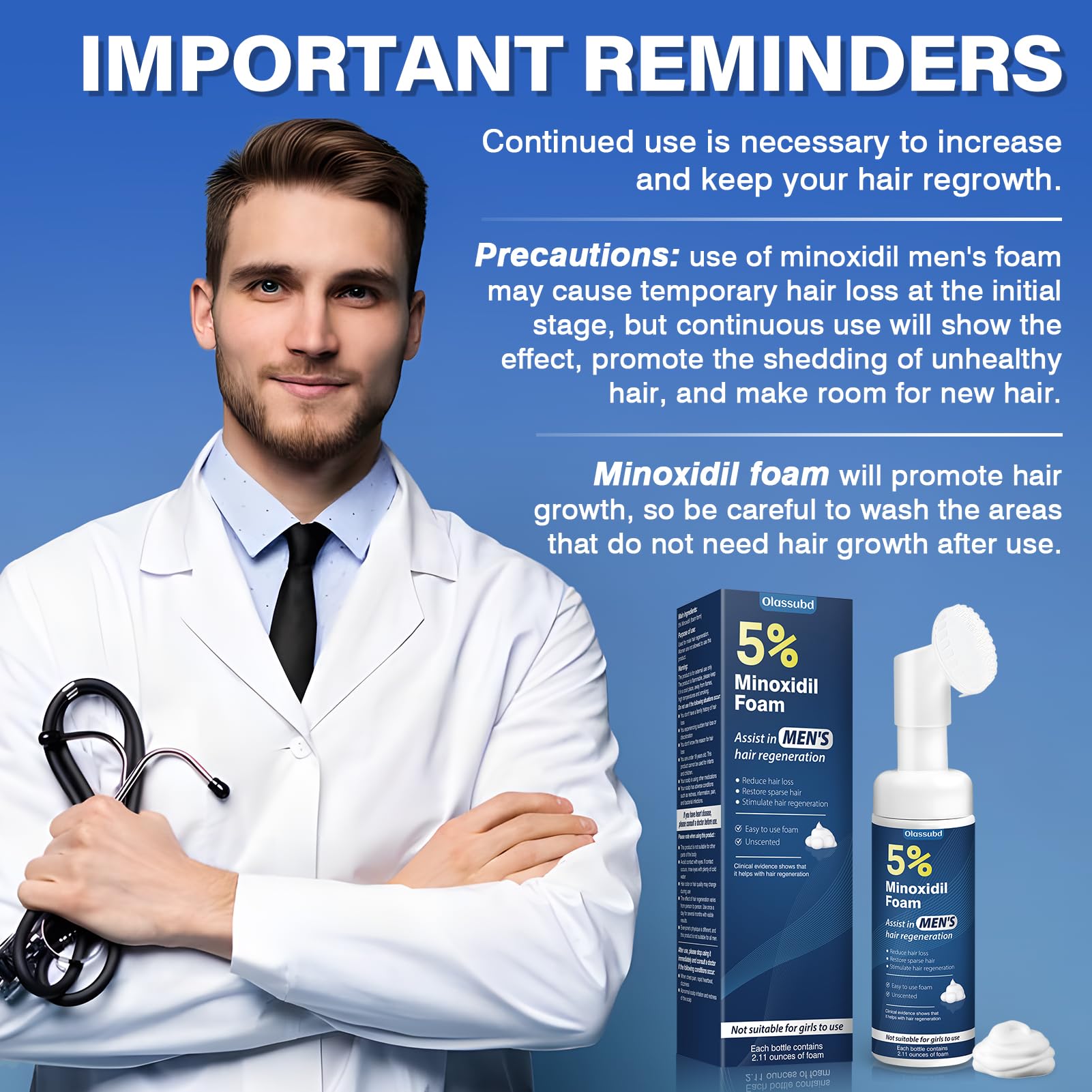 Olassubd Minoxidil 3-bottle pack signals convenient ongoing treatment.