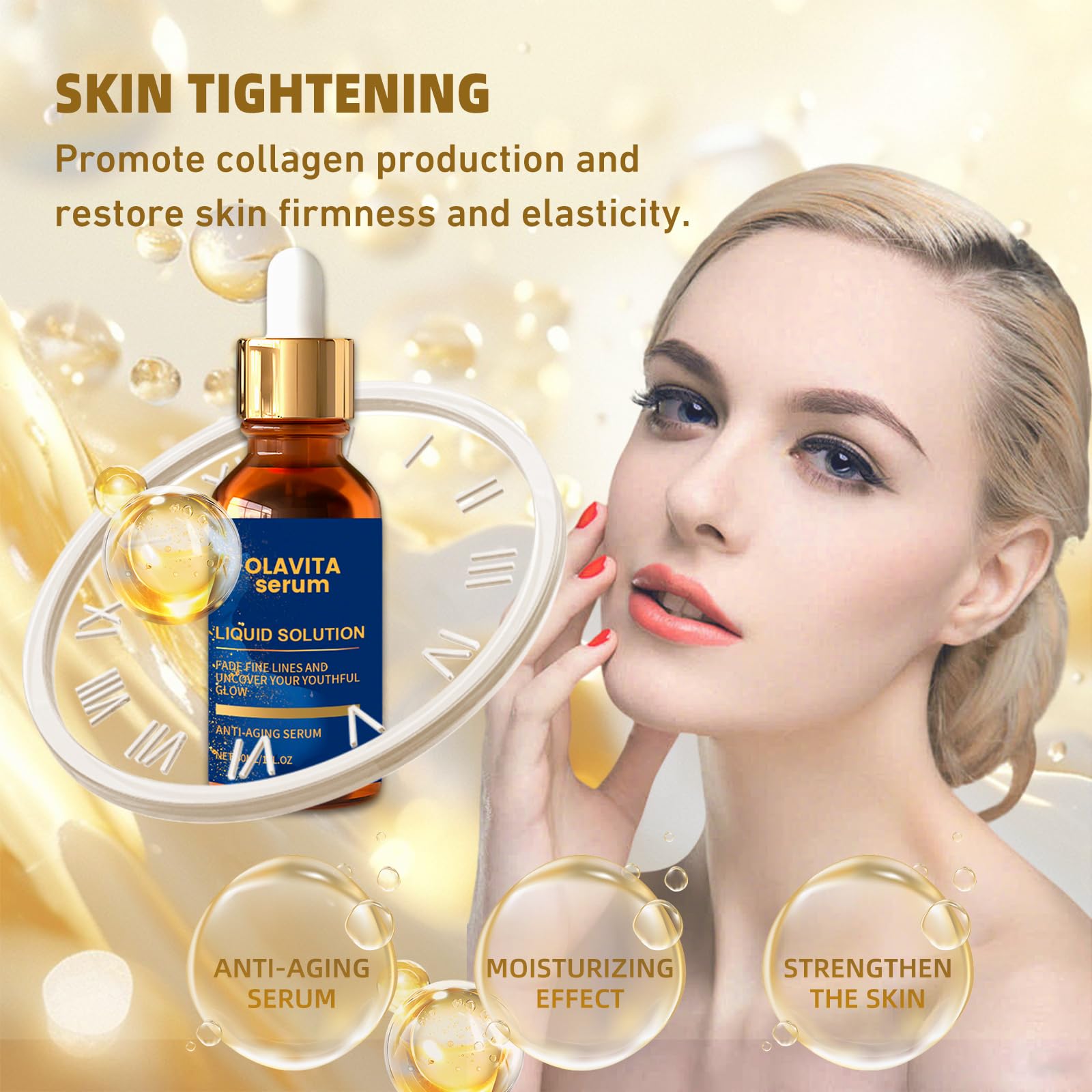 Olavita Serum natural ingredients image conveys vitamins and plant extracts benefits