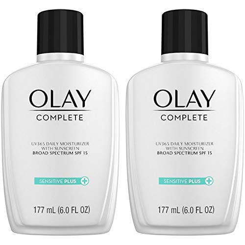 Olay Complete UV Plus Moisturizer fragrance-free label highlights fragrance-free, non-greasy hydration.