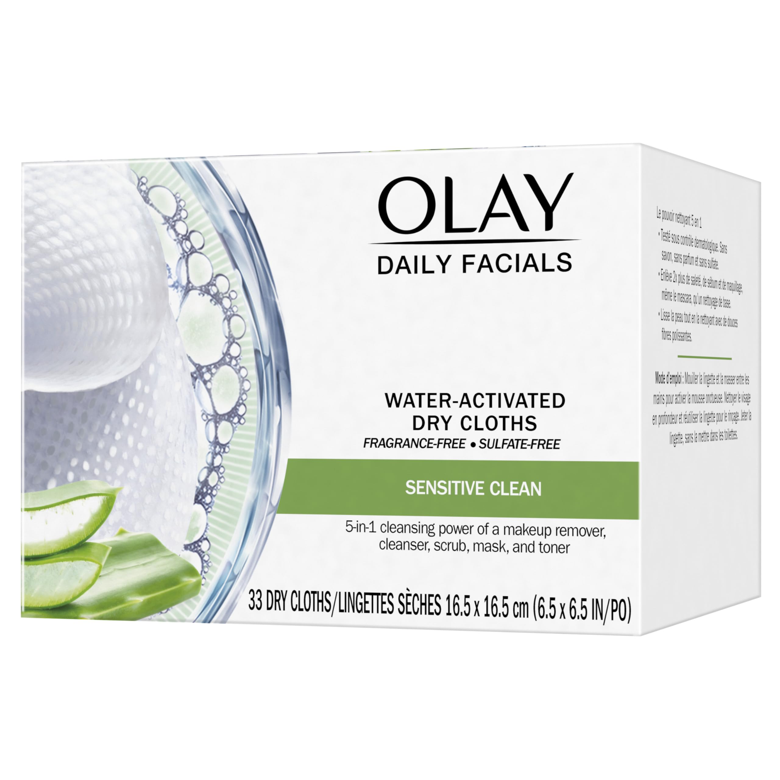 Olay Daily Facials 5-in-1 cloth streamlines skincare routine.