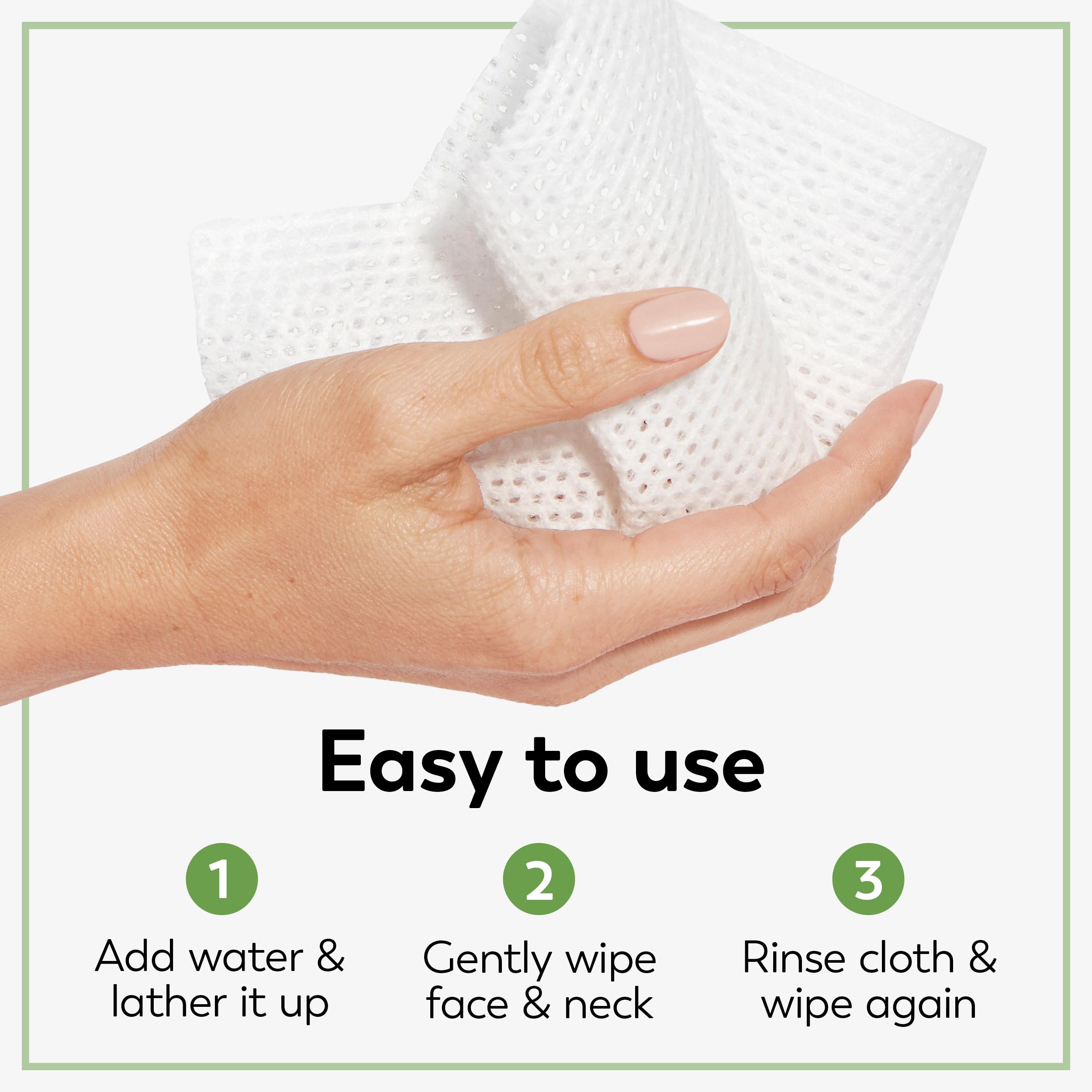 Olay Daily Facials velvet-soft texture helps remove makeup gently.