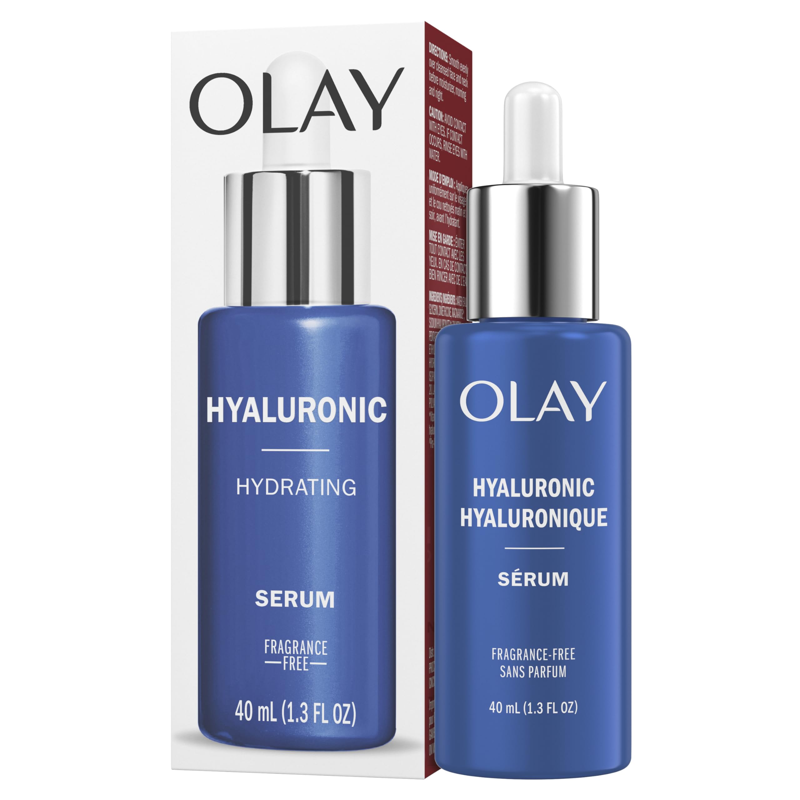 Olay Hyaluronic Hydrating Serum applied on face for quick absorption in morning routine