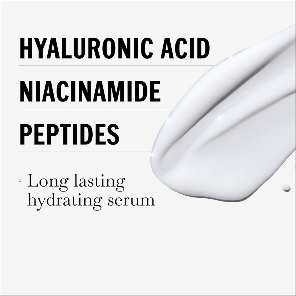 Olay Hyaluronic Hydrating Serum fragrance-free label signals clean formula for sensitive skin