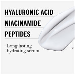Olay Hyaluronic Hydrating Serum fragrance-free label signals clean formula for sensitive skin