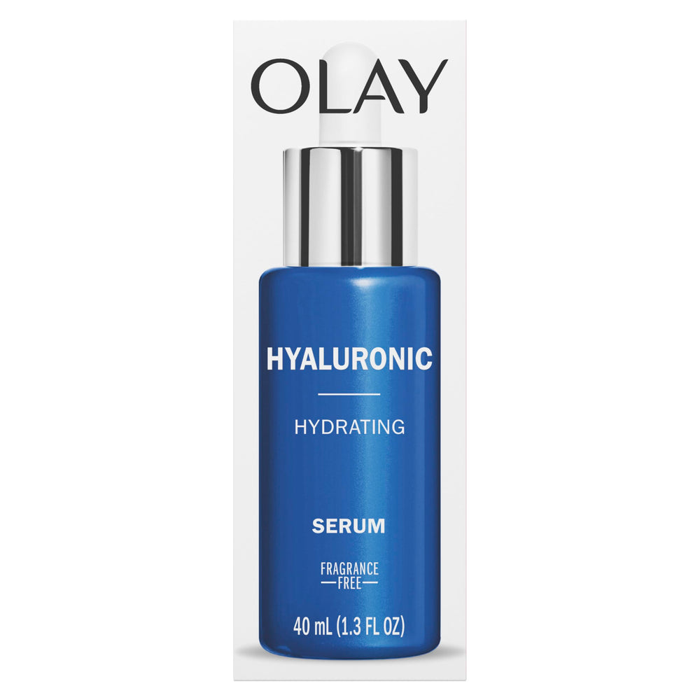 Olay Hyaluronic Hydrating Serum glow on skin after application hints at dewy finish
