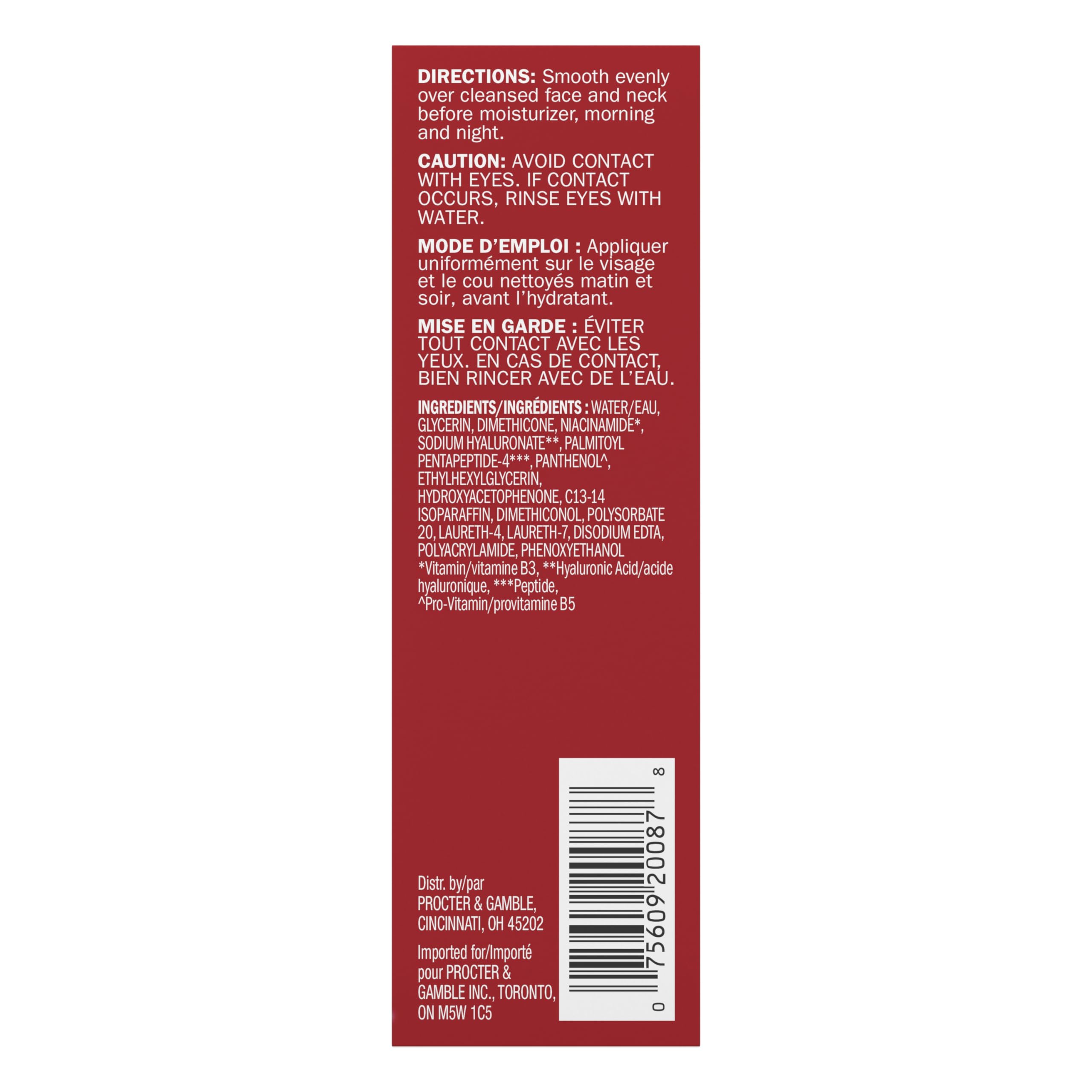 Olay Hyaluronic Hydrating Serum packaging with dispensing pump for controlled use