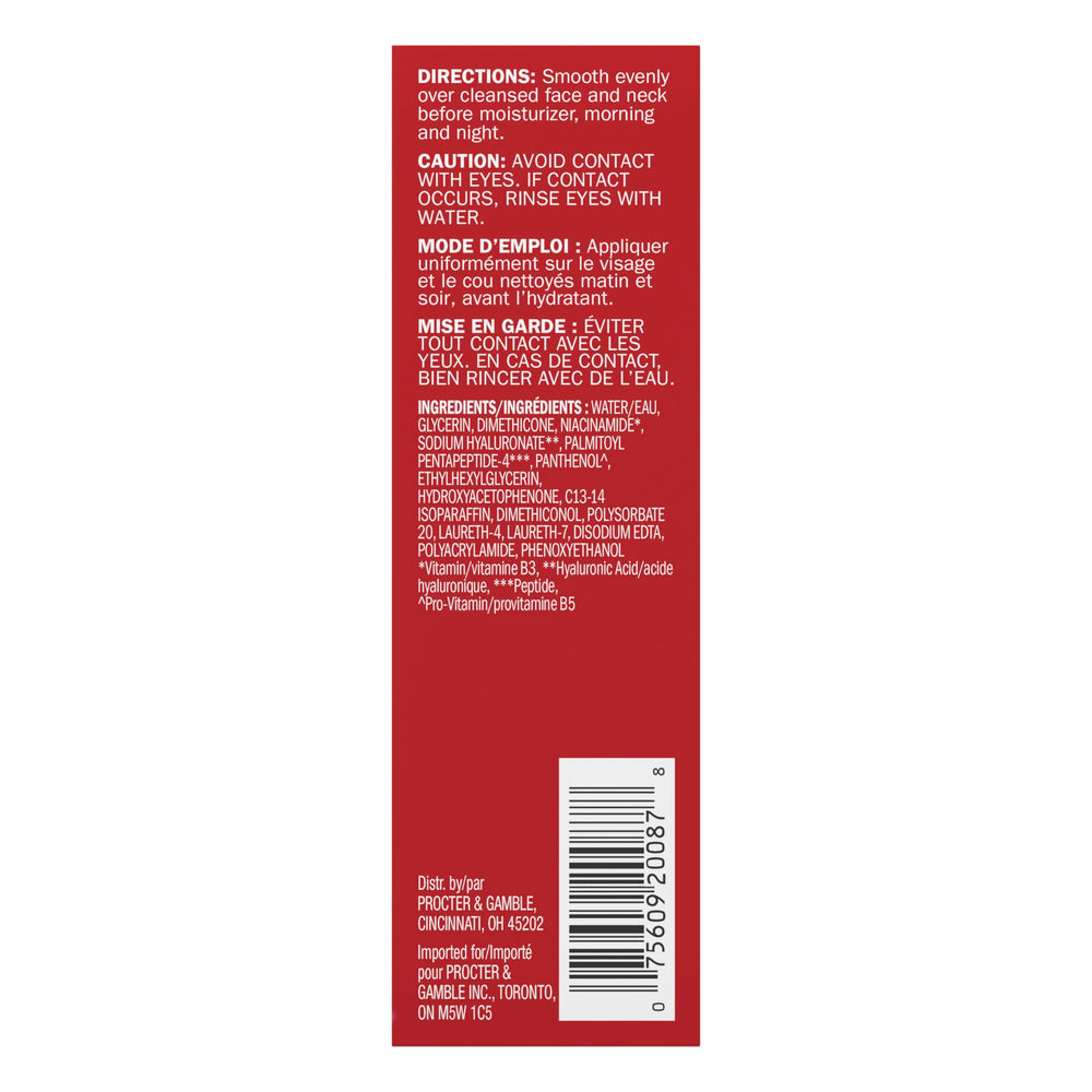 Olay Hyaluronic Hydrating Serum packaging with dispensing pump for controlled use