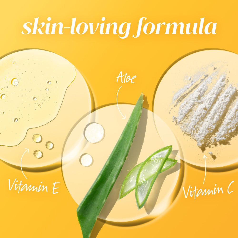 Olay Invisible Sunscreen SPF35 aloe vera detail emphasizes soothing formula.