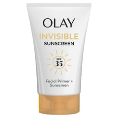 Olay Invisible Sunscreen SPF35 application closeup shows lightweight, invisible blend.