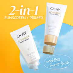 Olay Invisible Sunscreen SPF35 matte finish swatch demonstrates makeup-ready base.